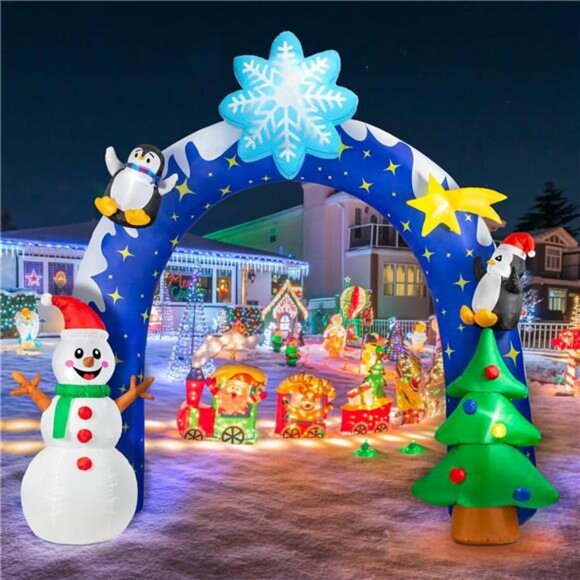 10FT Christmas Inflatable Decor Archway Blow Up with Built-in Bright LED Lights - Picture 1 of 7